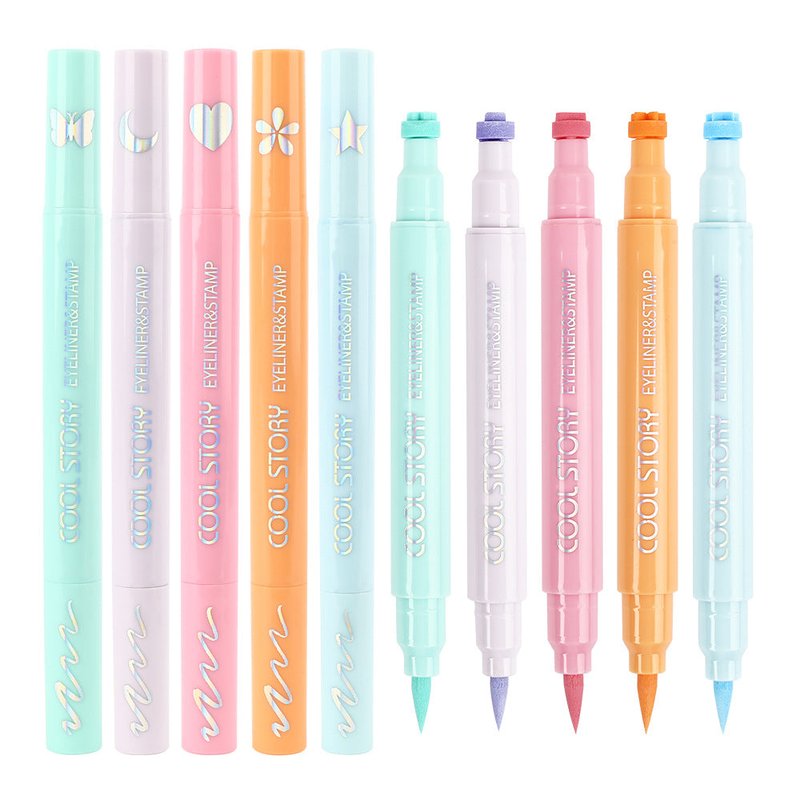 Long-Lasting Double-Headed Liquid Eyeliner Set - 5 Colors, Quick-Drying, 1.2ML Each