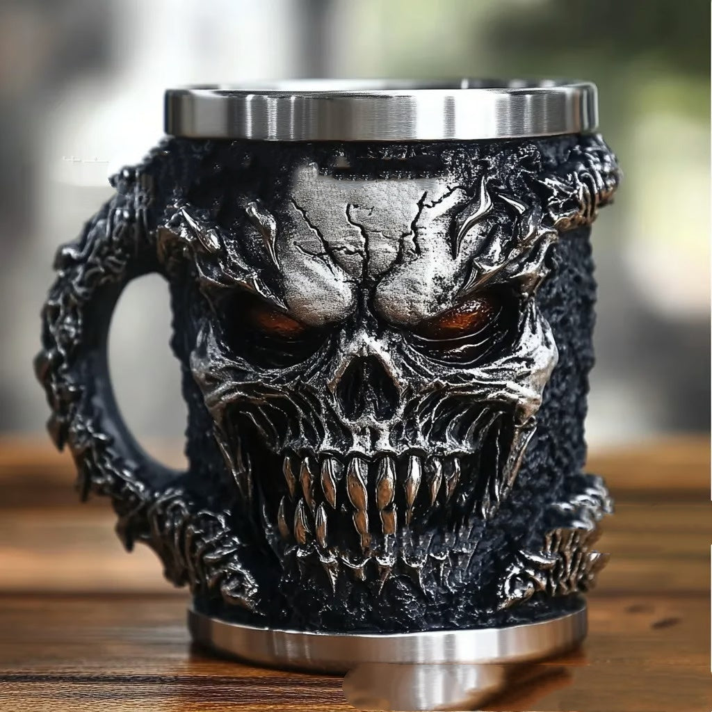 Dark Skeleton Mug - Unique Human Skull Coffee Cup for Home & Kitchen
