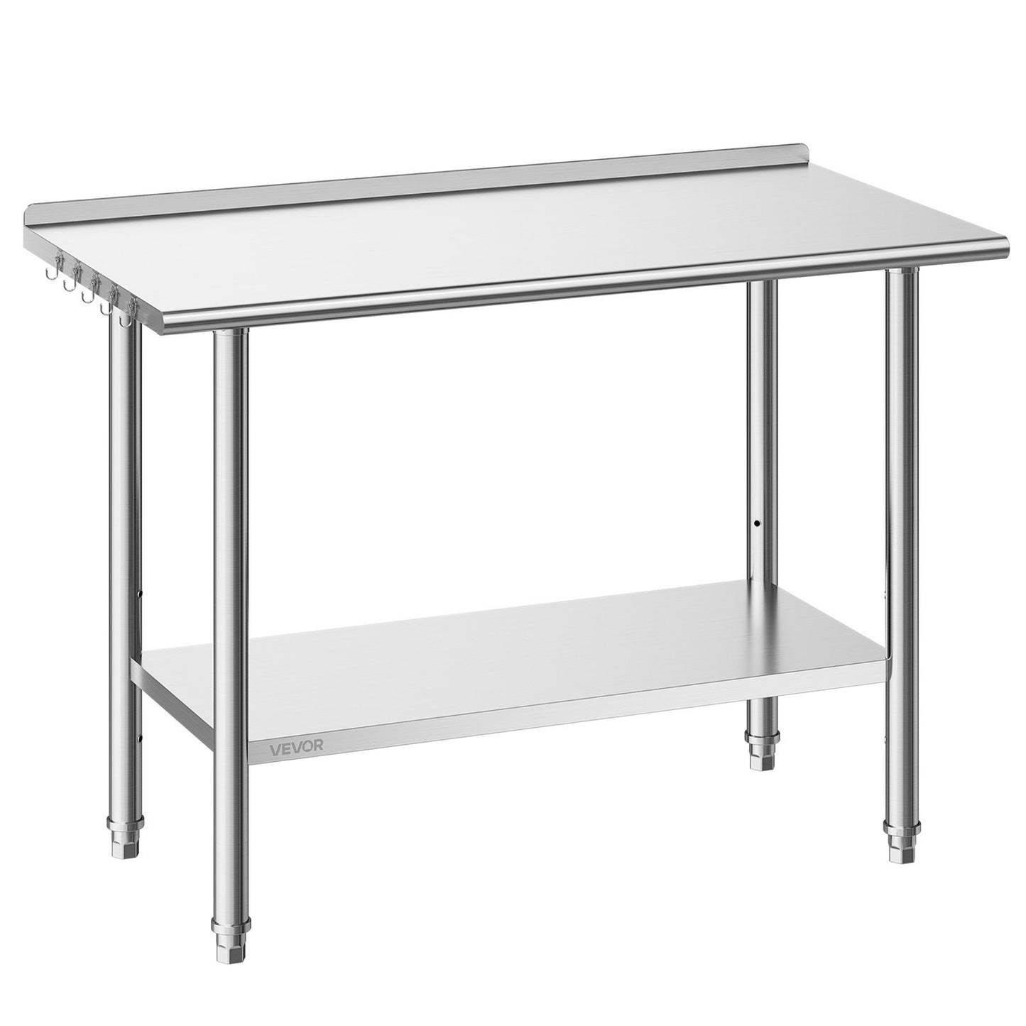 Stainless Steel Work Table 24x48 Inch Food Prep Station with Backsplash & Adjustable Shelf