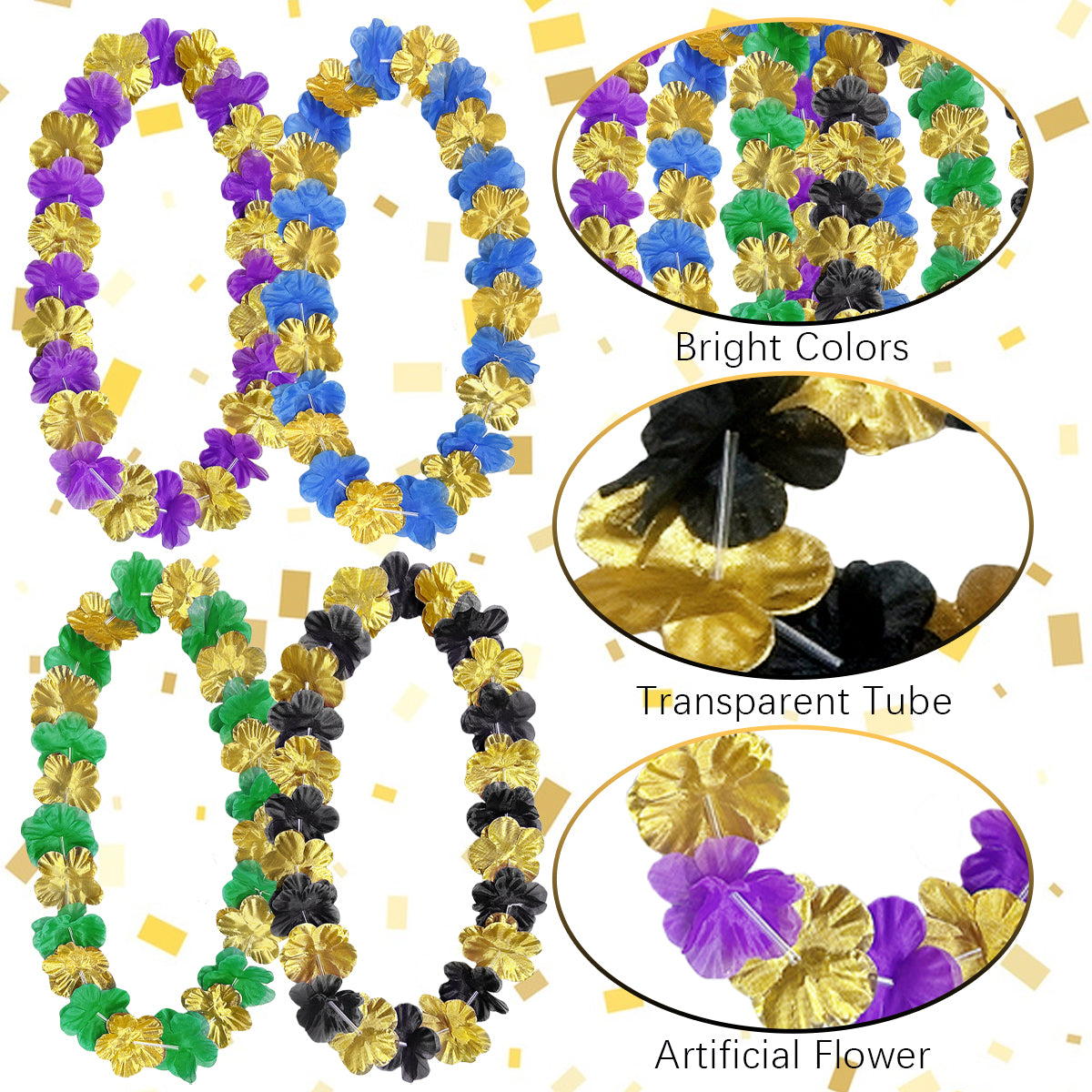 20 Pcs Graduation Flower Lei - Red, Gold, Black