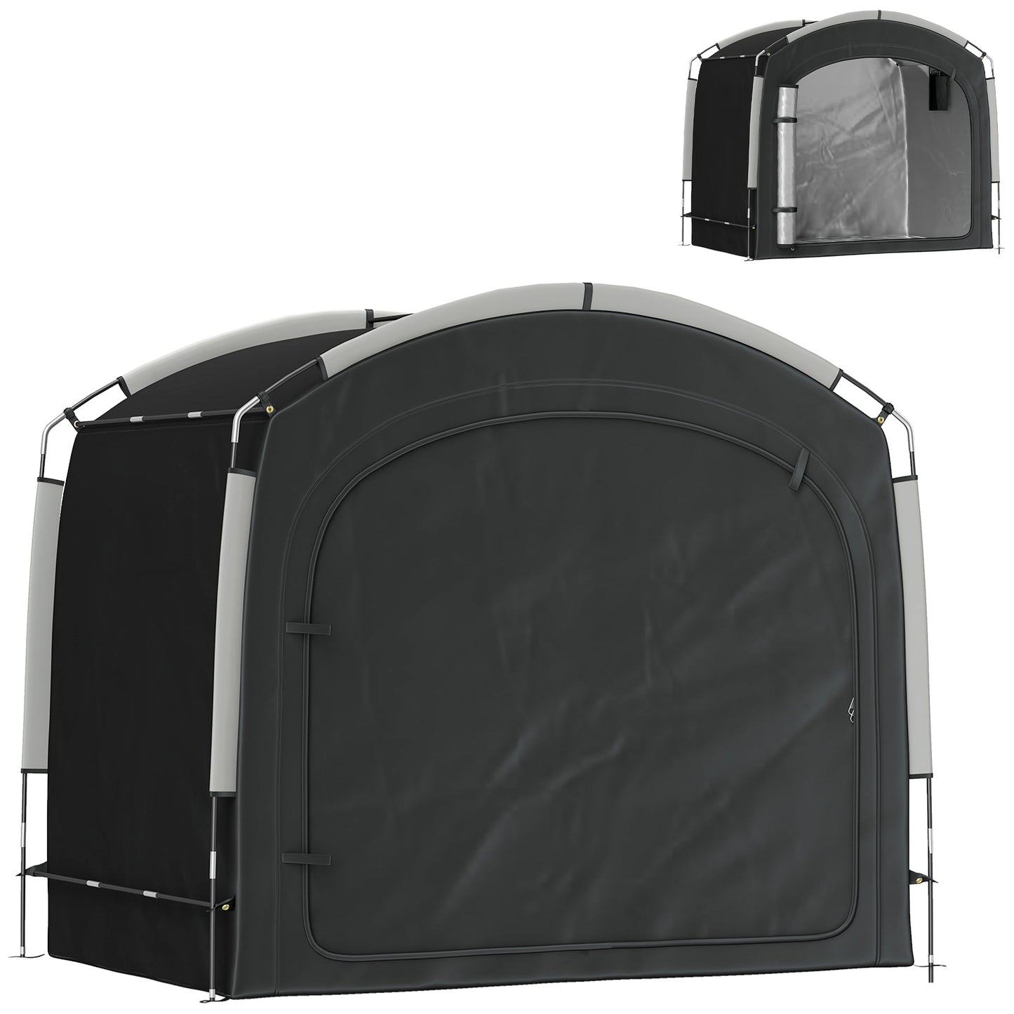 Portable Waterproof Bike Storage Tent for 3-4 Bicycles - Black