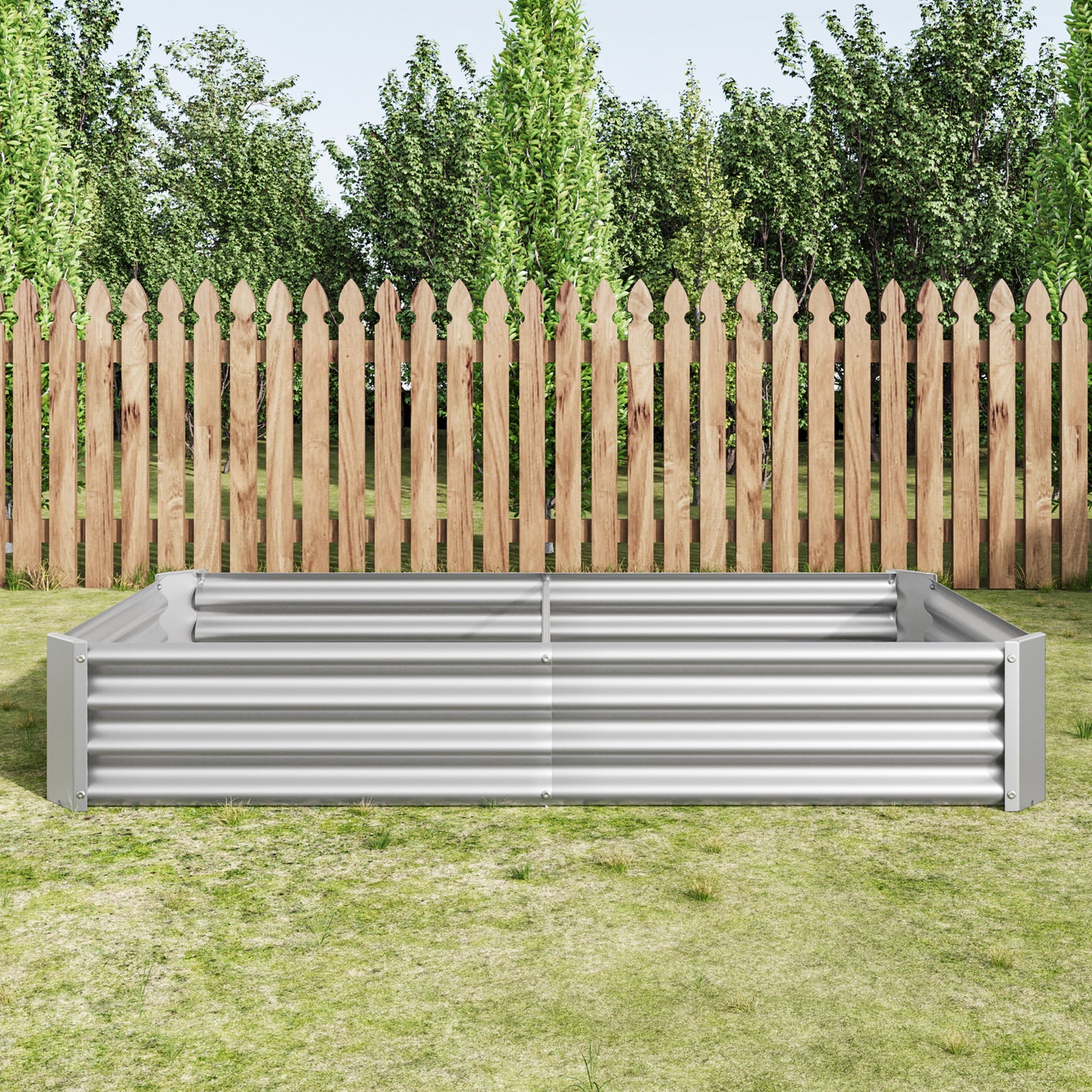 2PCS Metal Raised Garden Planter Beds 6' x 3' x 1' - Silver