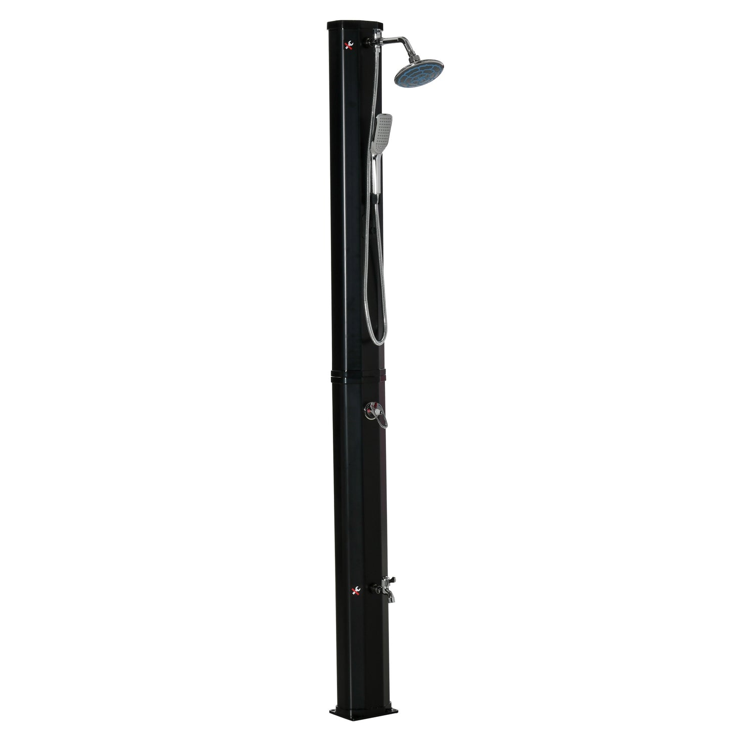 Outdoor Solar Heated Shower with 360° Rainfall & Handheld Showerhead