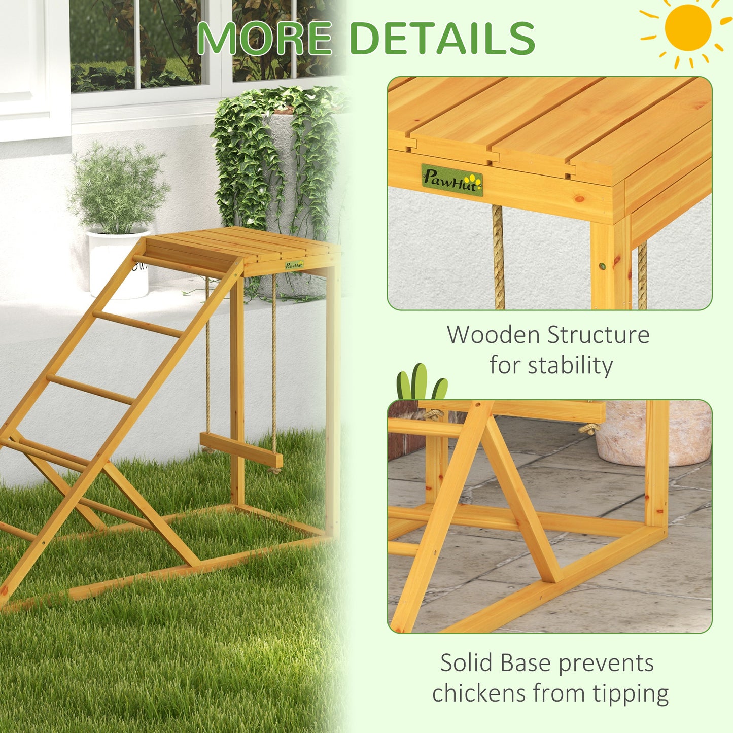 Chicken Activity Play Set with Perches & Ladder - Yellow, 1040x495x140mm