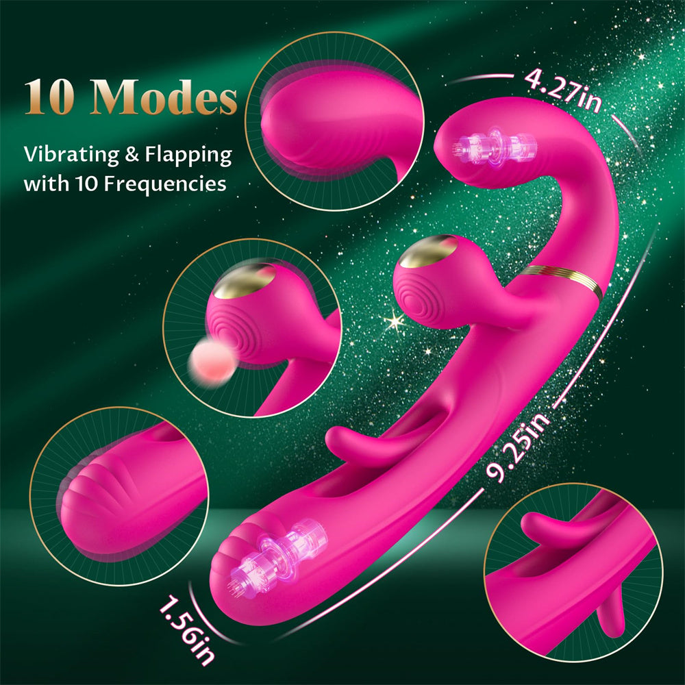 G-Spot Vibrator with 10 Flapping & 10 Vibrating Modes - Rose