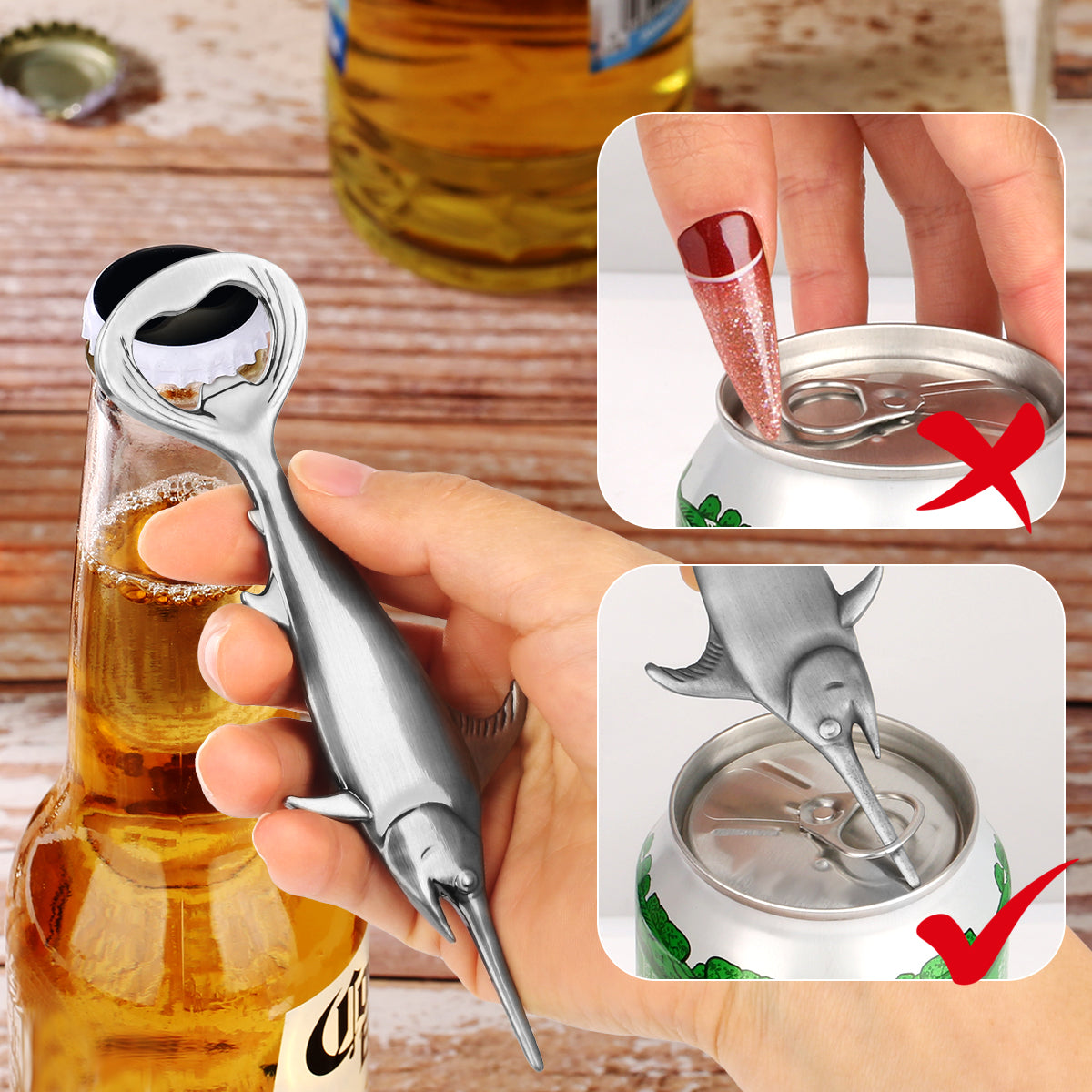 Swordfish Handle Metal Beer Bottle Opener - Retro Kitchen Tool