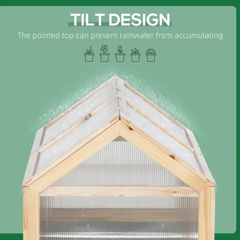 Wooden Garden Cold Frame Greenhouse with Cover - Elevated Planting Bed for Outdoors
