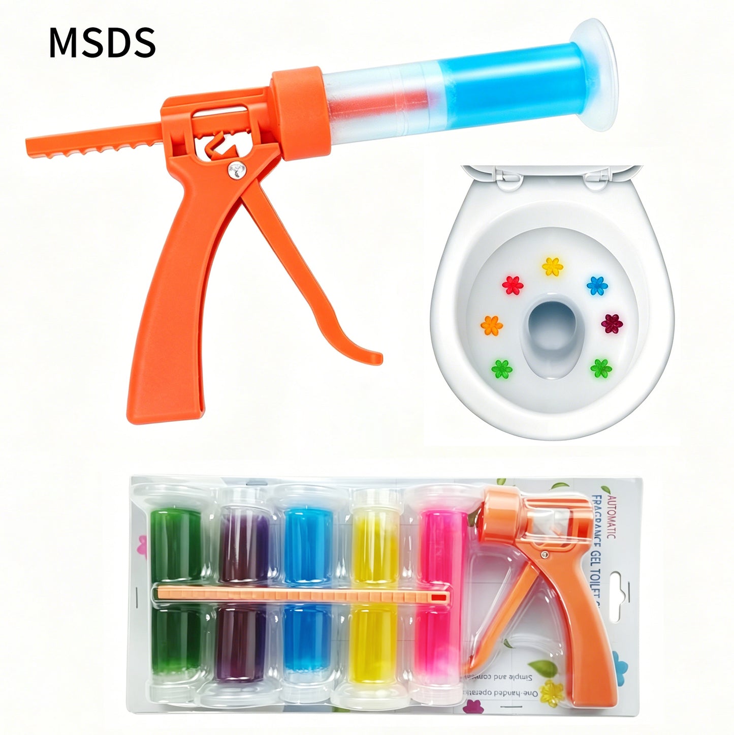 Flower Gel Toilet Cleaner Deodorizer Stamp - Natural Fragrance, Disposable, Colorful