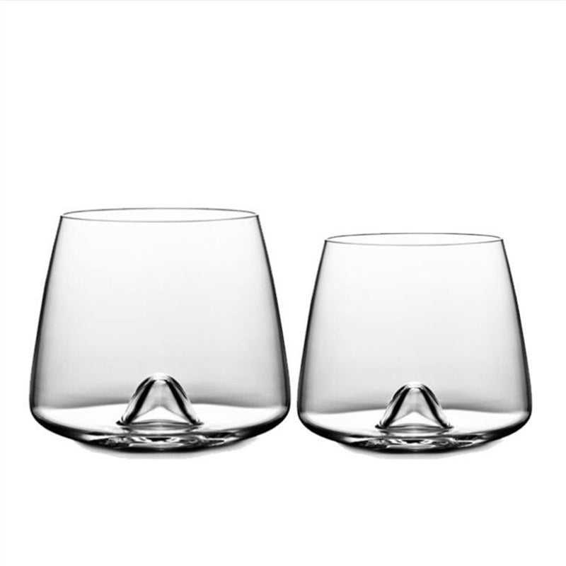 Crystal Glass Wine Cup with Concave Base - Stemless, Hand-Blown, Ideal for Bars & Hotels