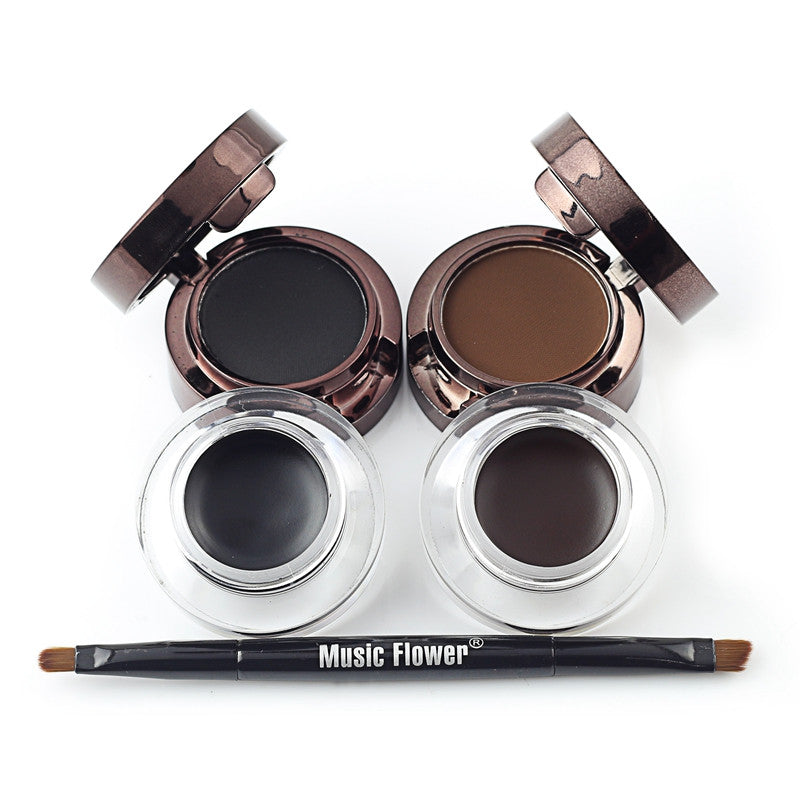 Waterproof Gel Eyeliner & Eyebrow Powder Set - Long Lasting, Smudge-Proof