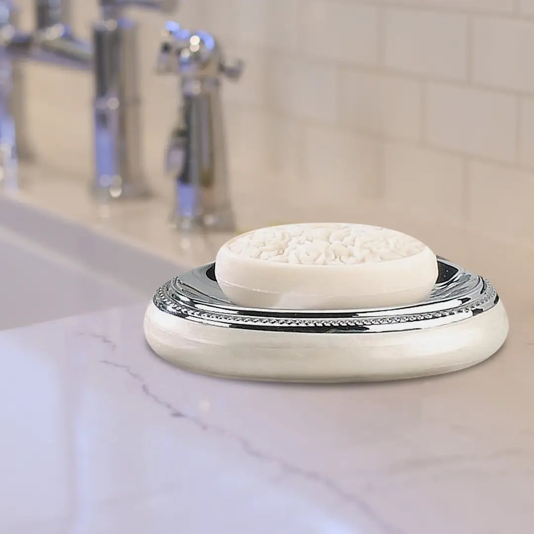 Soap Dish For Bathroom Counter,Shower & Kitchen Enamel Chrome Trim