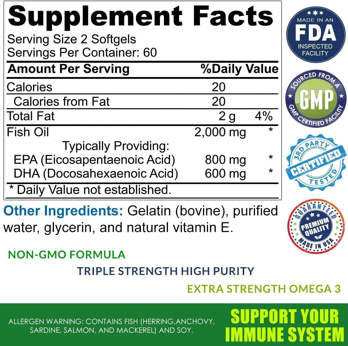 Fish Oil & Vitamin E Softgels - 60 Capsules