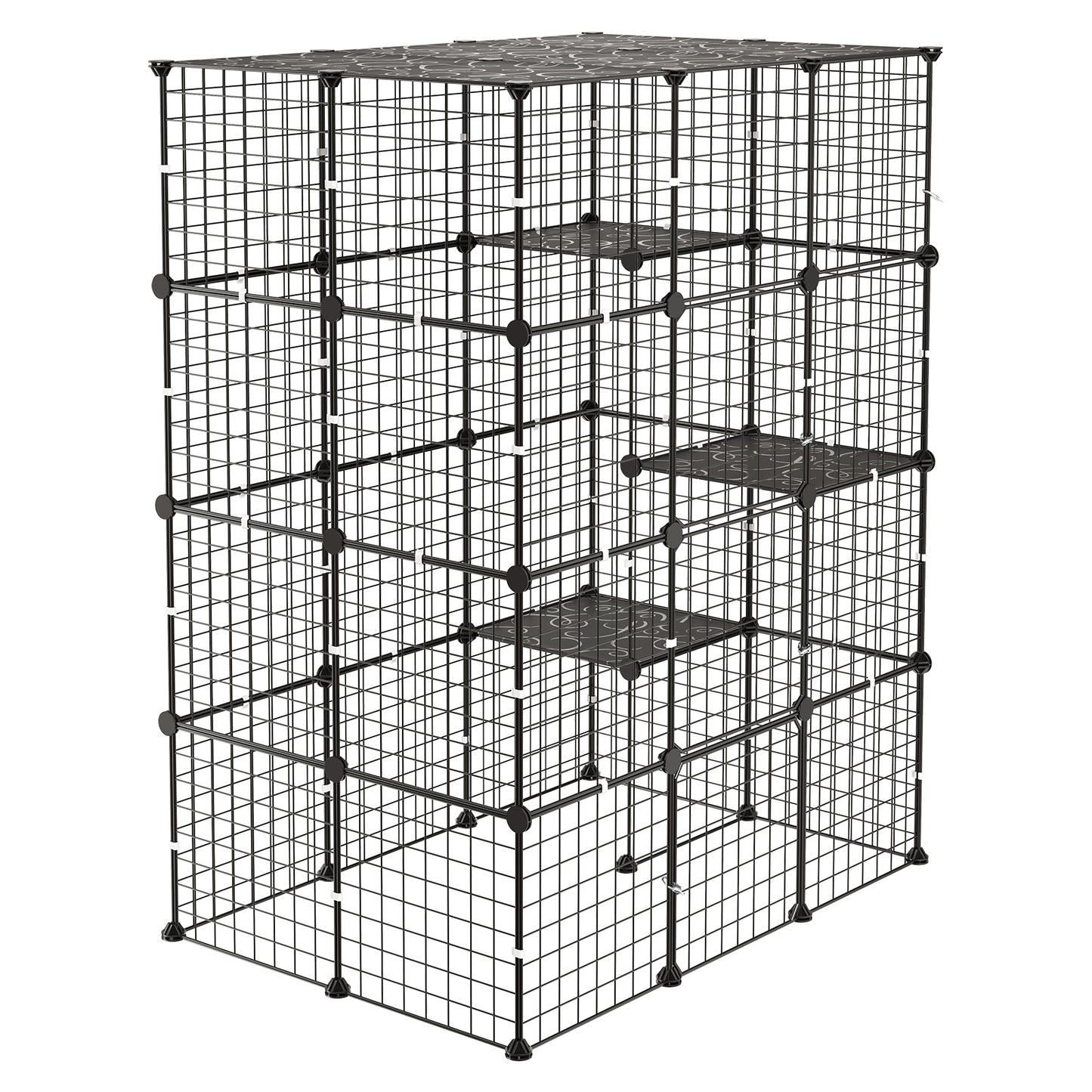 Large 4-Tier Metal Cat Enclosure Indoor Playpen - 55 Inch Exercise Cage for 1-2 Cats
