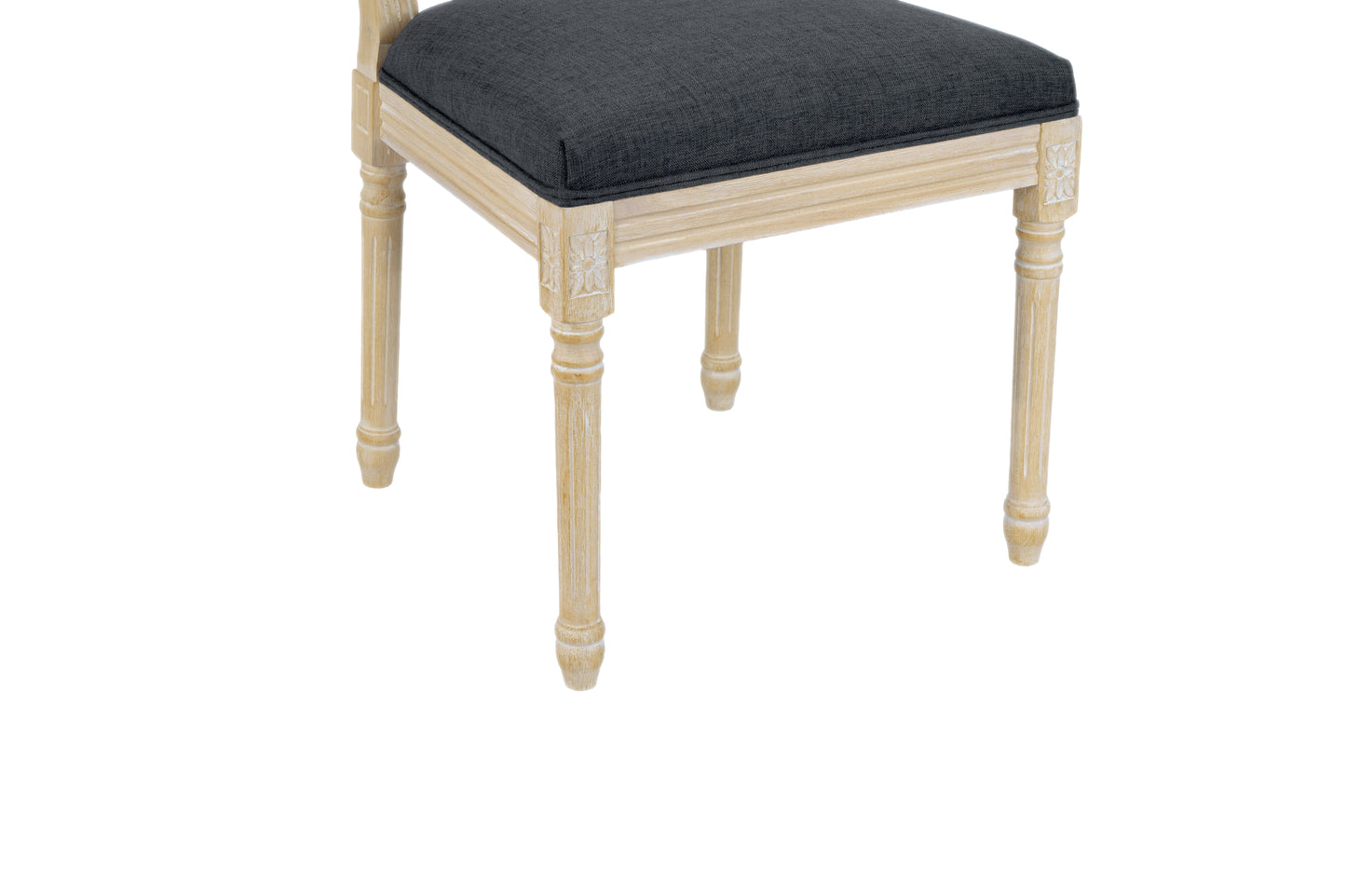 French Country Dining Chairs Set of 2 - Upholstered Grey