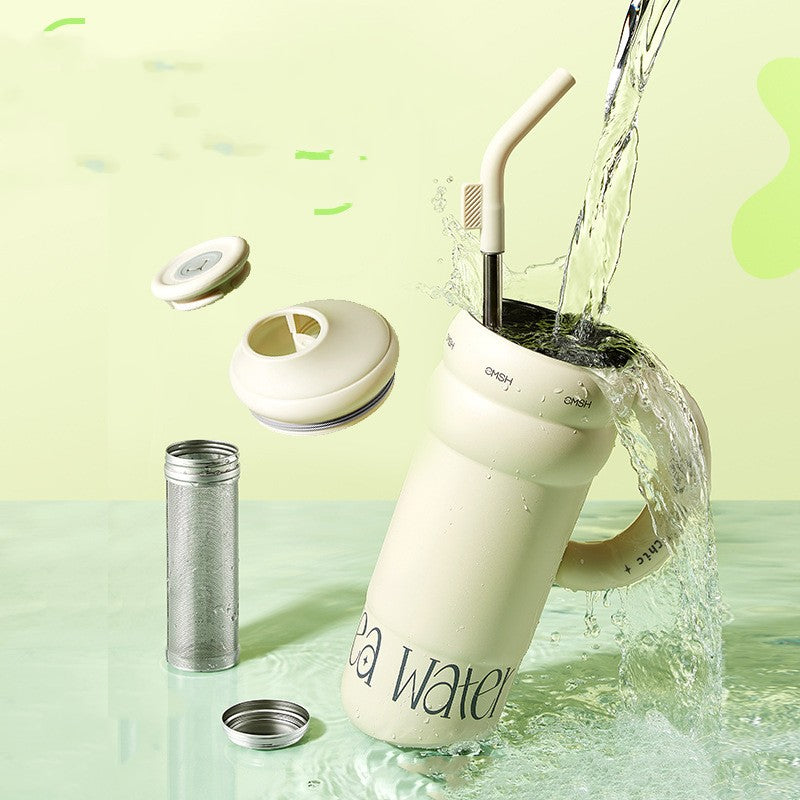 Large Capacity Stainless Steel Vacuum Cup with Handle - 1300ml Portable Drinkware