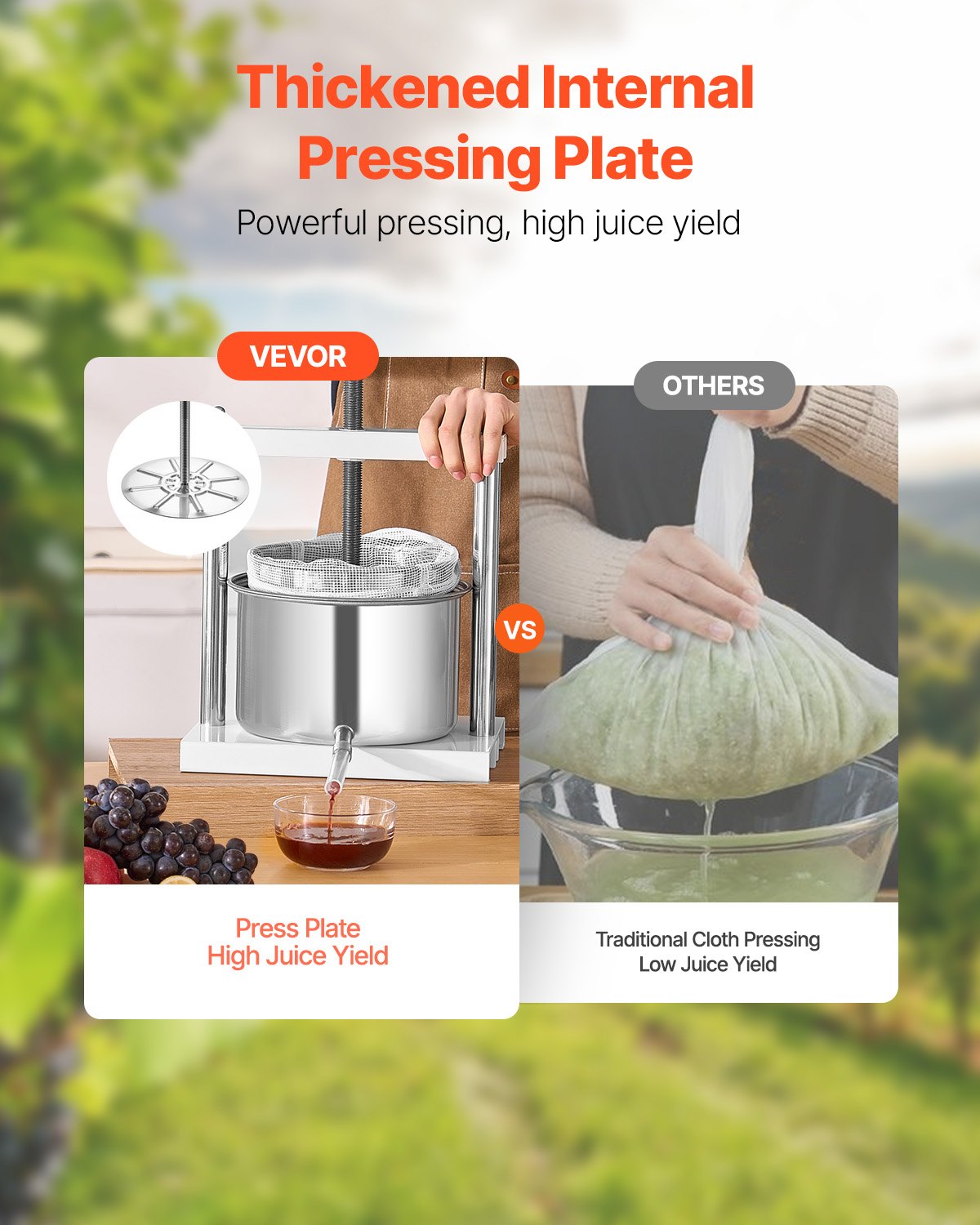 Manual Fruit Wine Press - 1.45 Gallon Stainless Steel Juicer