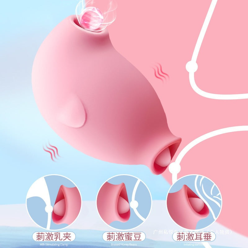 Penguin-Shaped Silicone Adult Stimulator with Vibration & Suction