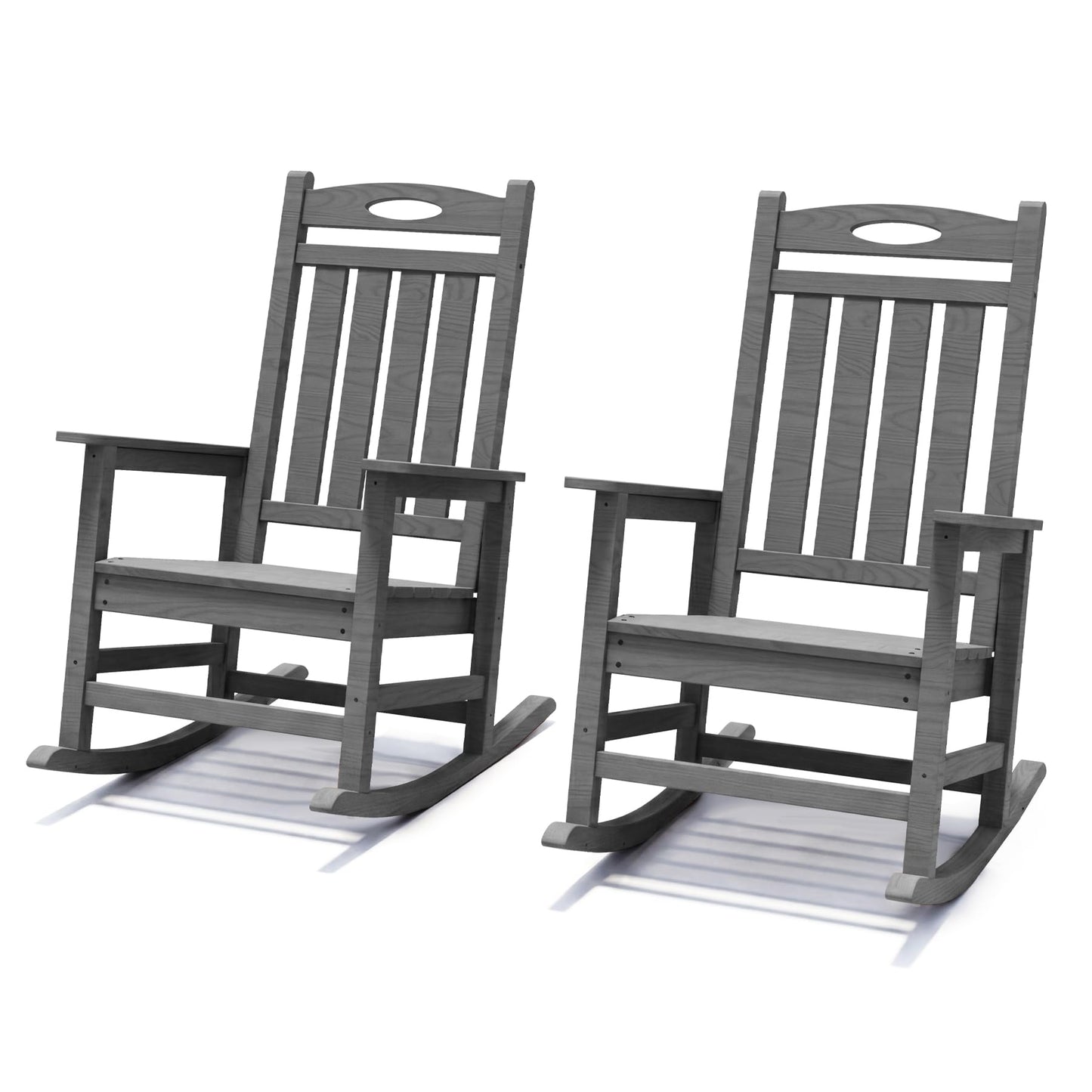Outdoor Rocking Chair Set Of 2, HDPE Patio For Adults, Oversized