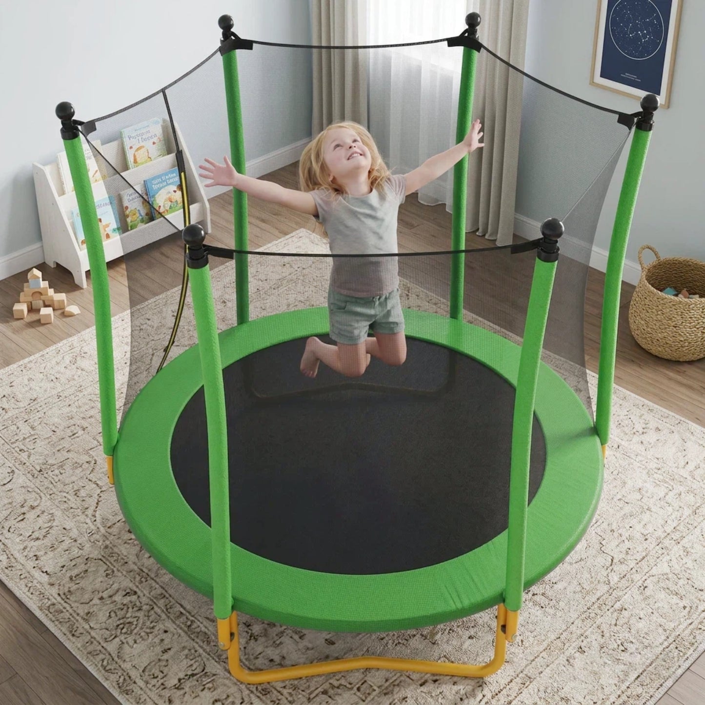 5.5 FT Kids Trampoline With Safety Net, Indoor Outdoor Toddler