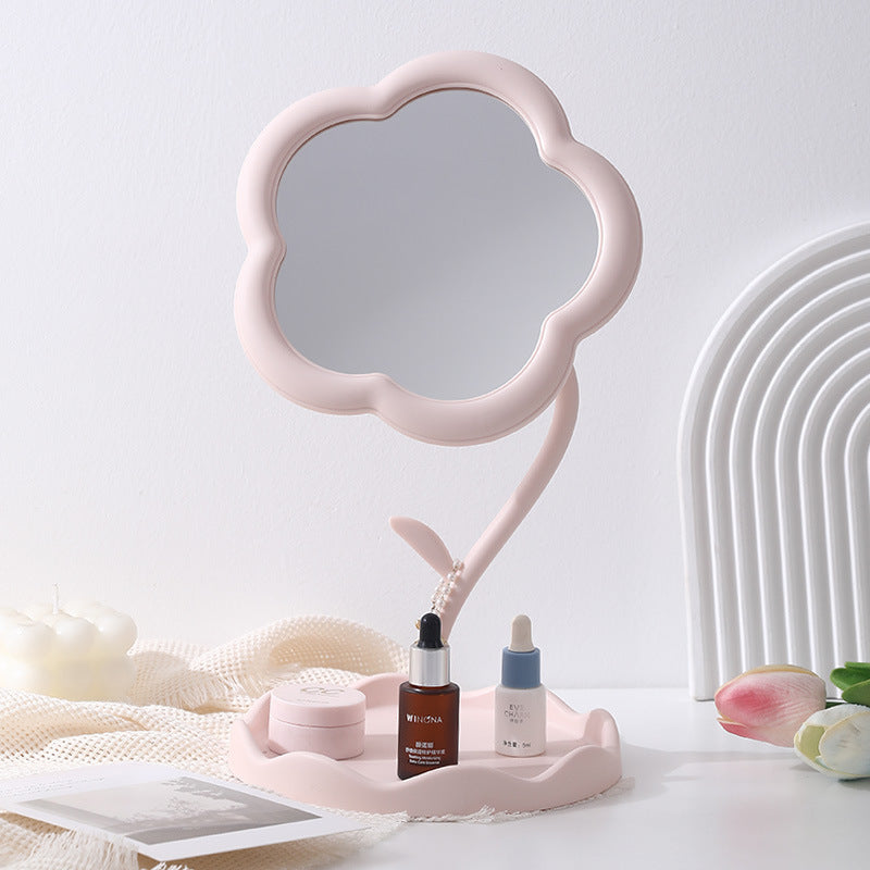Desktop Makeup Mirror with Sunflower Design - Minimalist Korean Style
