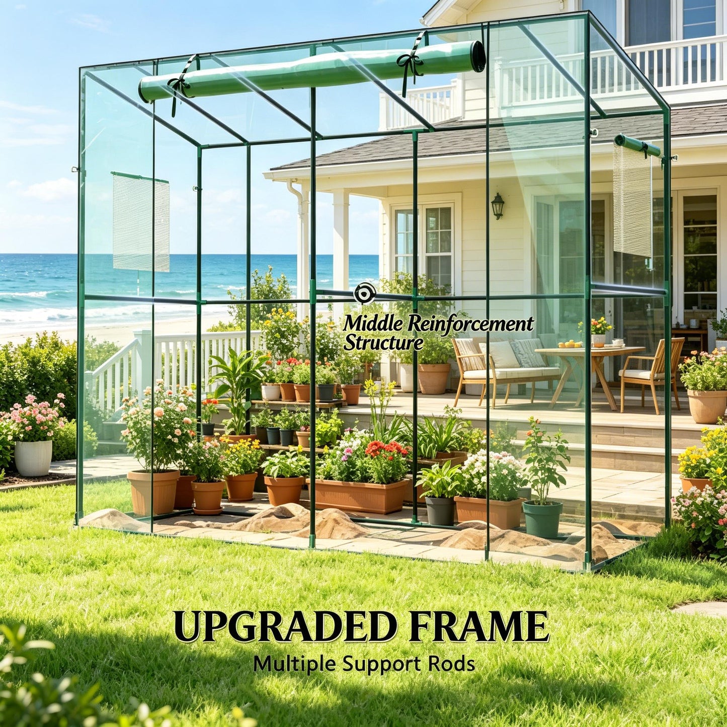 Portable Greenhouse with Roll-Up Door - Small Green, 78.7" L