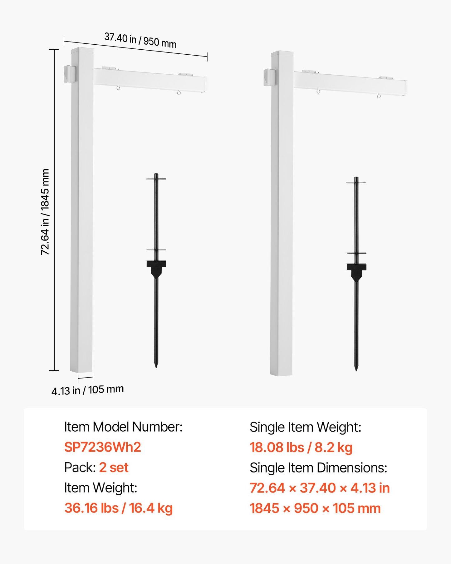 2-Pack 6ft PVC Real Estate Sign Post with Wind-Resistant Crossbar - Yard & Open House Sign Holder