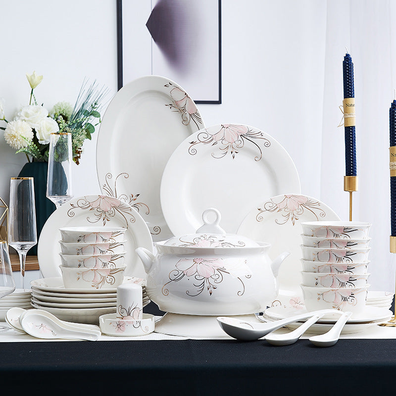 Ceramic Dinnerware Set with Bowls and Plates - Multiple Styles & Sizes
