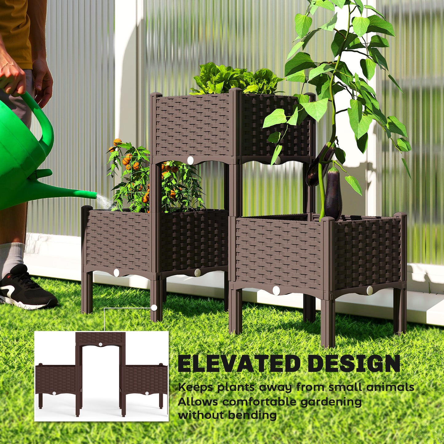 Plastic Raised Garden Bed with Legs - Modular Outdoor Planting Solution