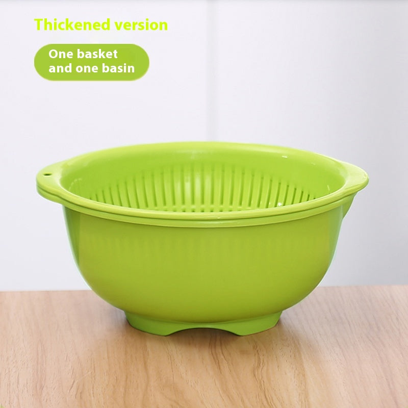 Double-Layer Vegetable Washing Basket for Kitchen Drain Storage
