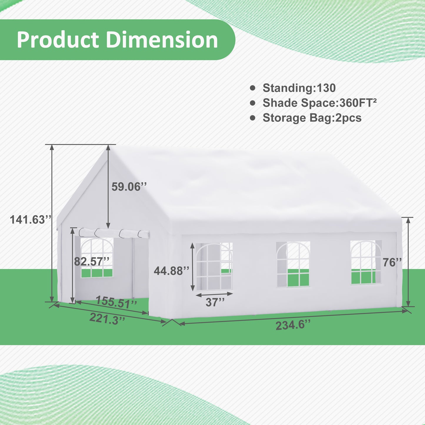 20x20 FT Outdoor Event Shelter with Detachable Sides - White