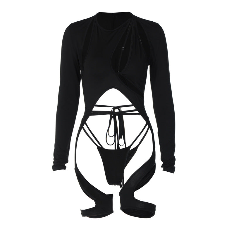 Winter Irregular Jumpsuit for Women Slim Fit Long Sleeve Casual Outfit