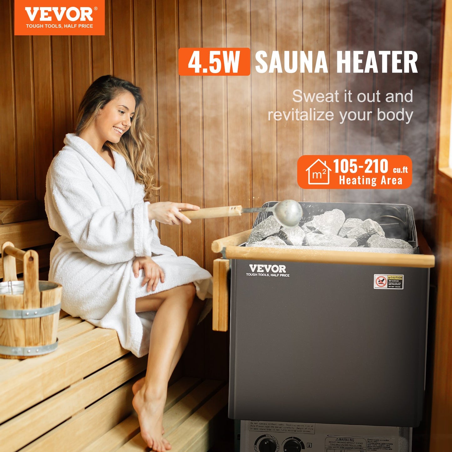 4.5KW Electric Sauna Heater for Home & Spa, Adjustable Temperature & Timer