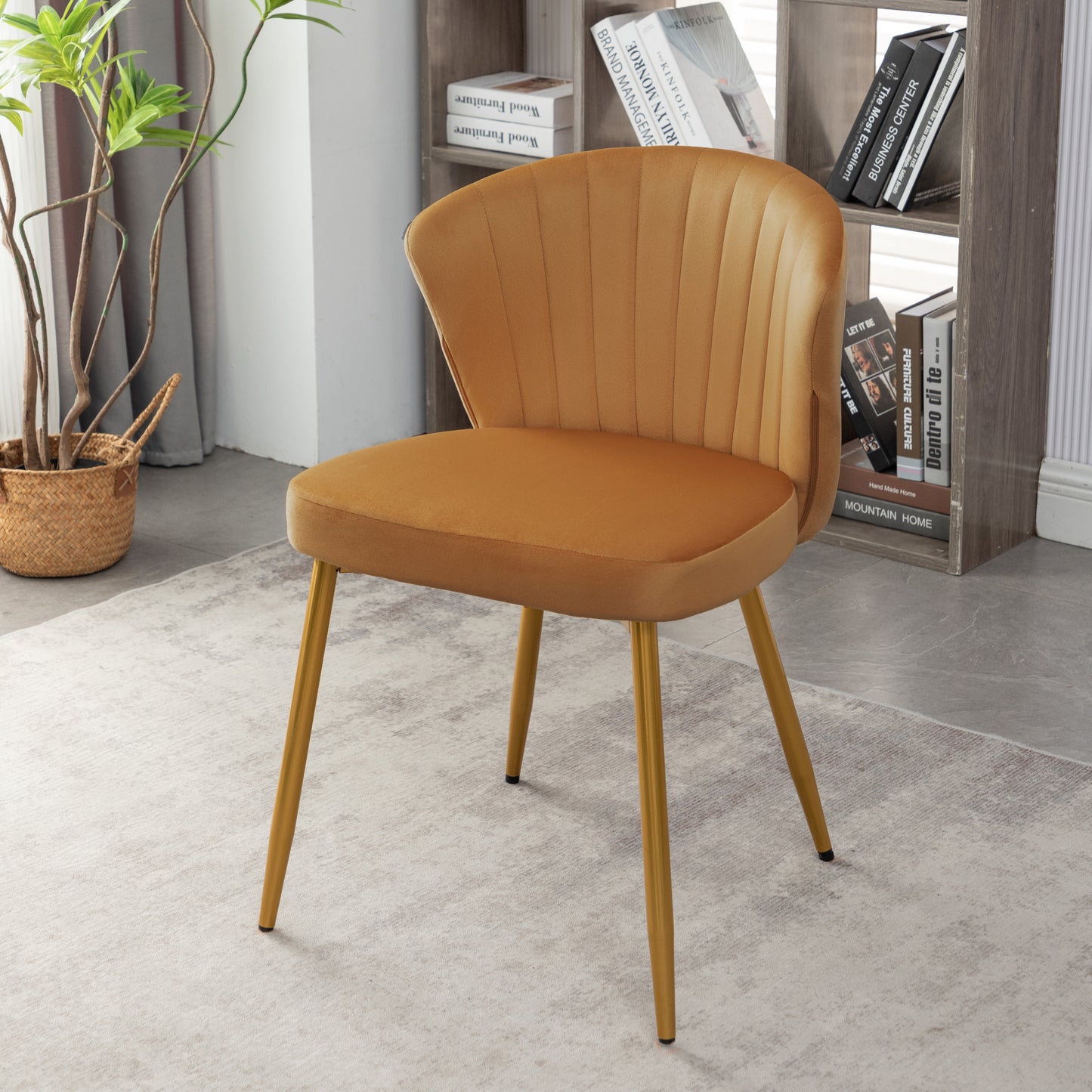 Modern Velvet Armless Accent Chair - Brick Yellow Upholstered