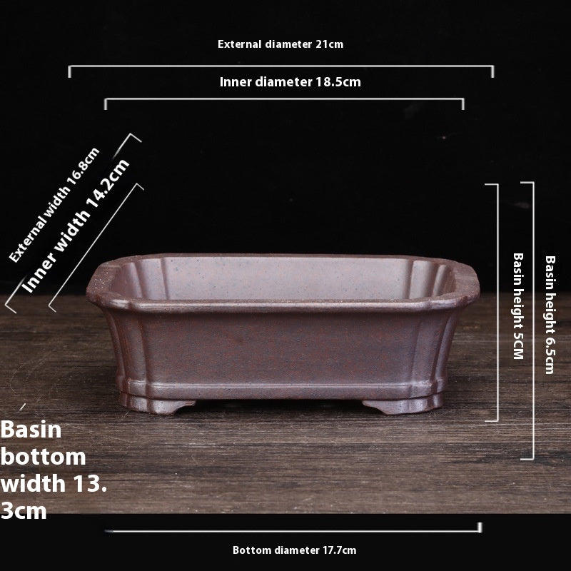 Rectangular Square Purple Clay Flowerpot for Home Garden & Balcony
