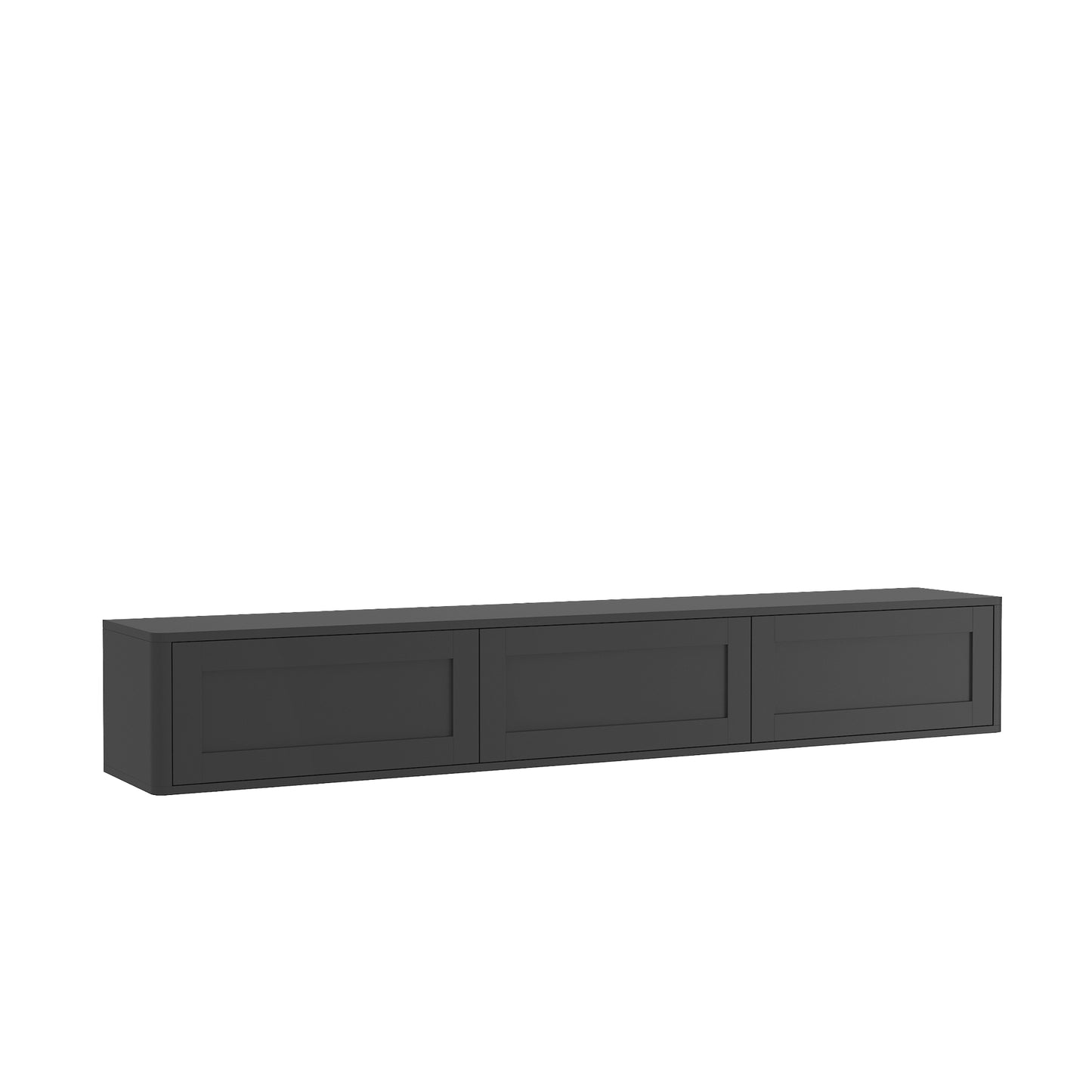 Wall Mounted Floating TV Stand with LED Lights & Power Outlet - Black