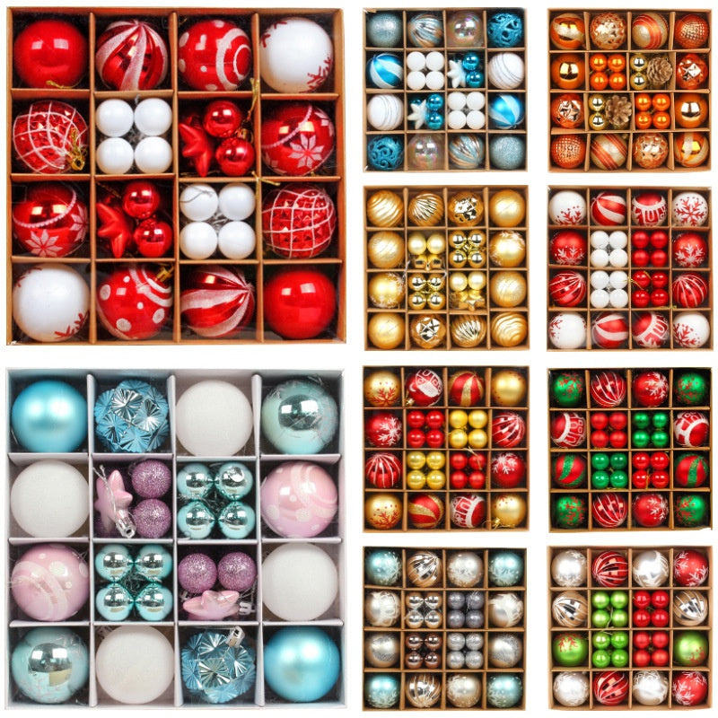 Christmas Tree Hanging Ornaments Set - Assorted Holiday Ball Decorations
