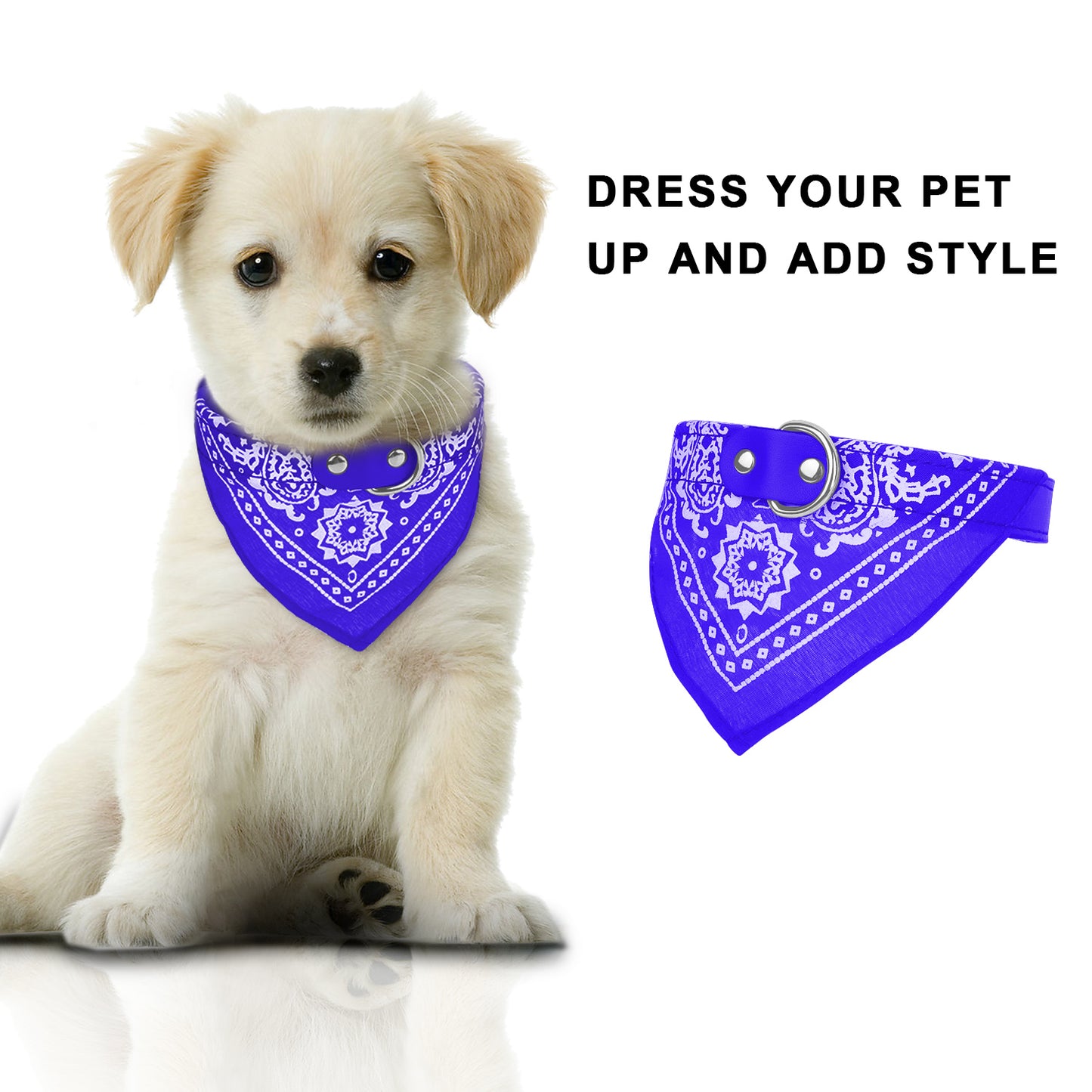 Adjustable Bandana Leather Pet Collar - Triangle Scarf