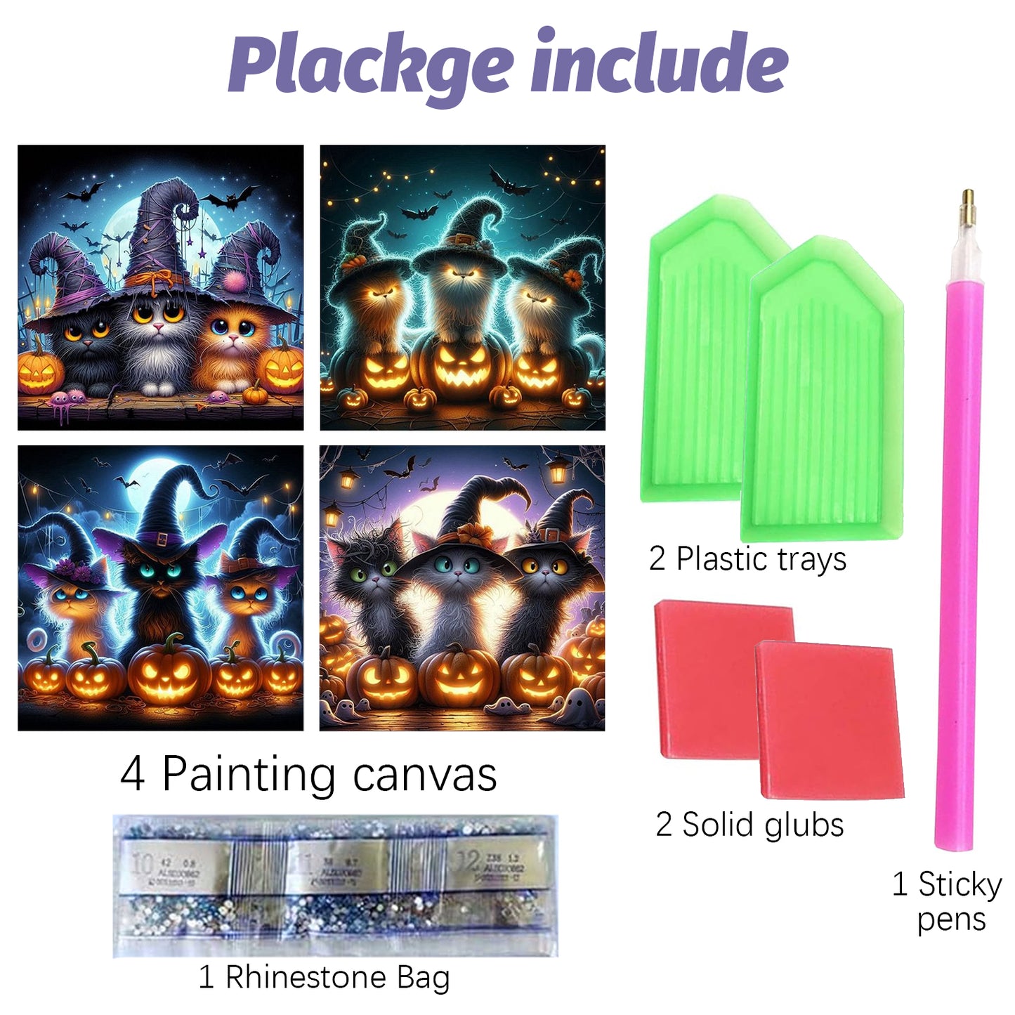 Halloween Diamond Painting Kit - 4 Pack