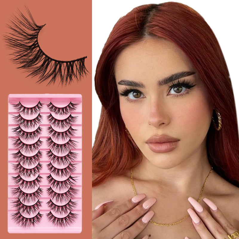 False Eyelashes 10 Pairs Natural Thick Curl L Pink Ladder LD Series Set