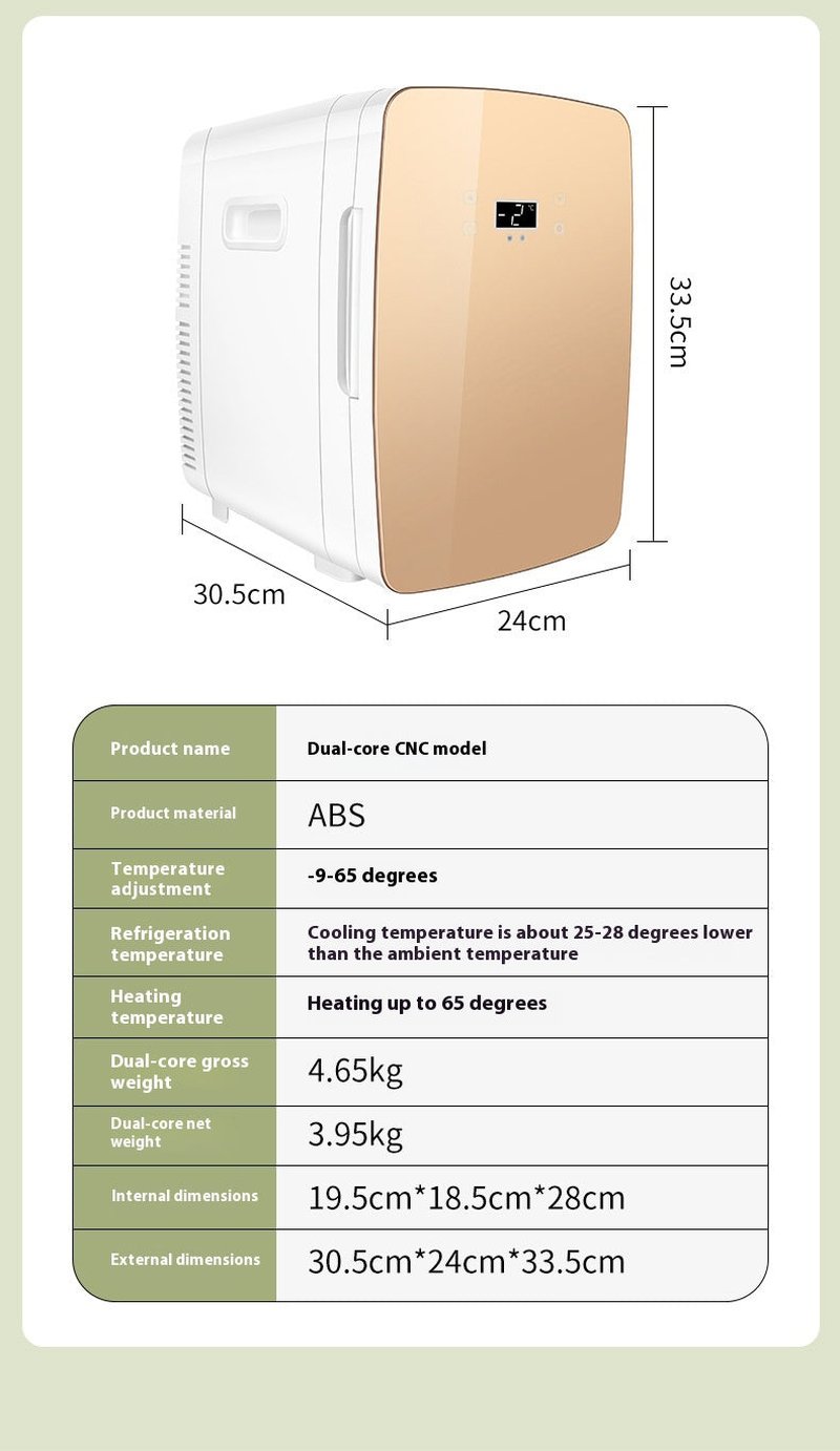 15L Car Refrigerator with Digital Display - Portable Mini Cooler for Dorm & Home