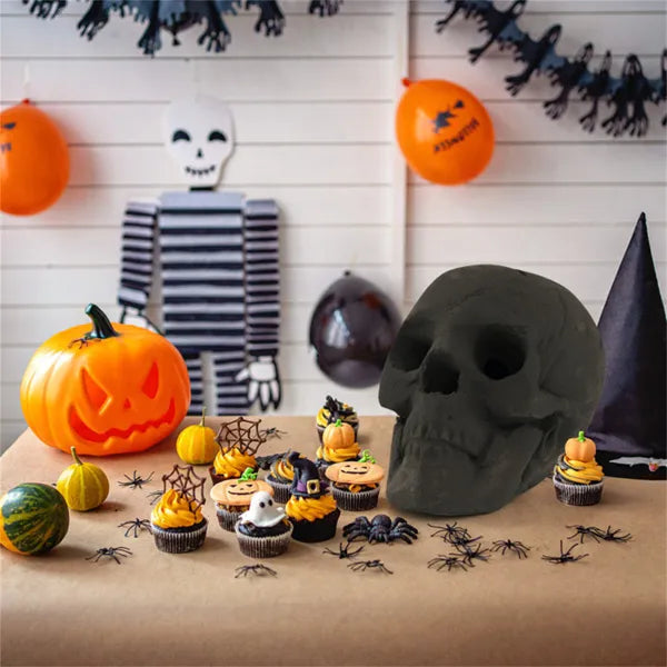 Realistic Human Skull Fire Pit Decoration for Halloween