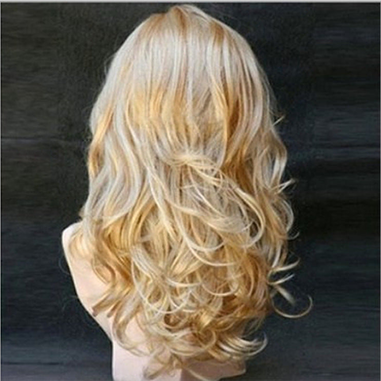 European & American Style Women's Synthetic Wig - 62cm, Yellow