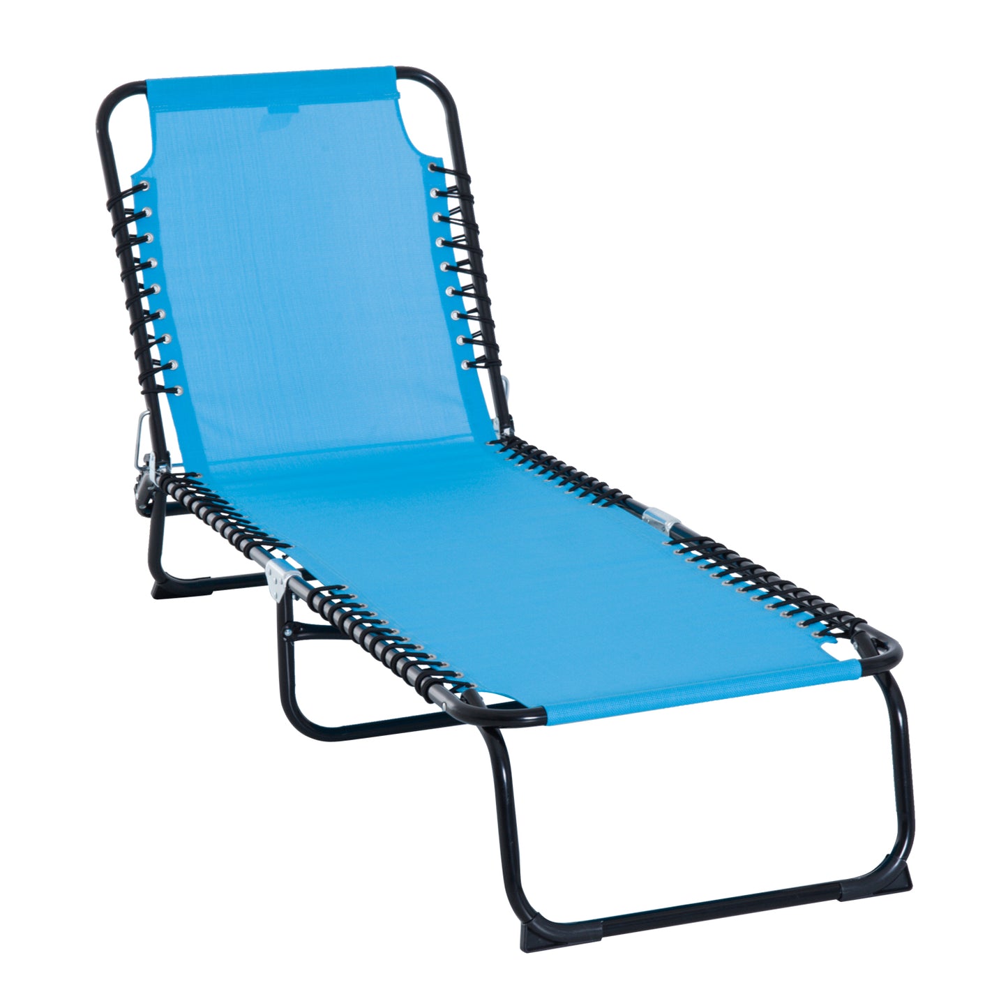 Foldable Lounge Chair - 4-Position Reclining, Portable Mesh, Light Blue