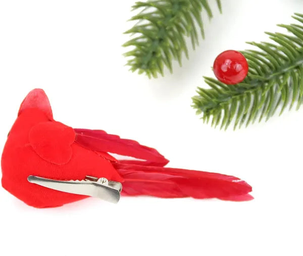 Mini Cardinal Birds for Crafts - Red Velvet & Feathers, 12 Pcs