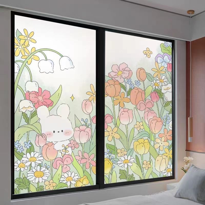 Frosted Privacy Window Film for Bathroom Kitchen - Transparent Opaque Stickers