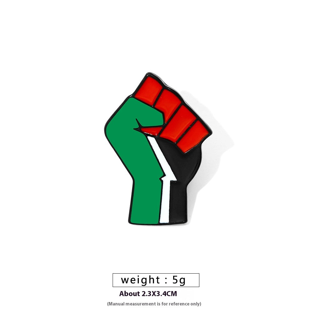 Free Palestine Flag Brooch Pin - Gold & Black Badge for Clothes & Accessories