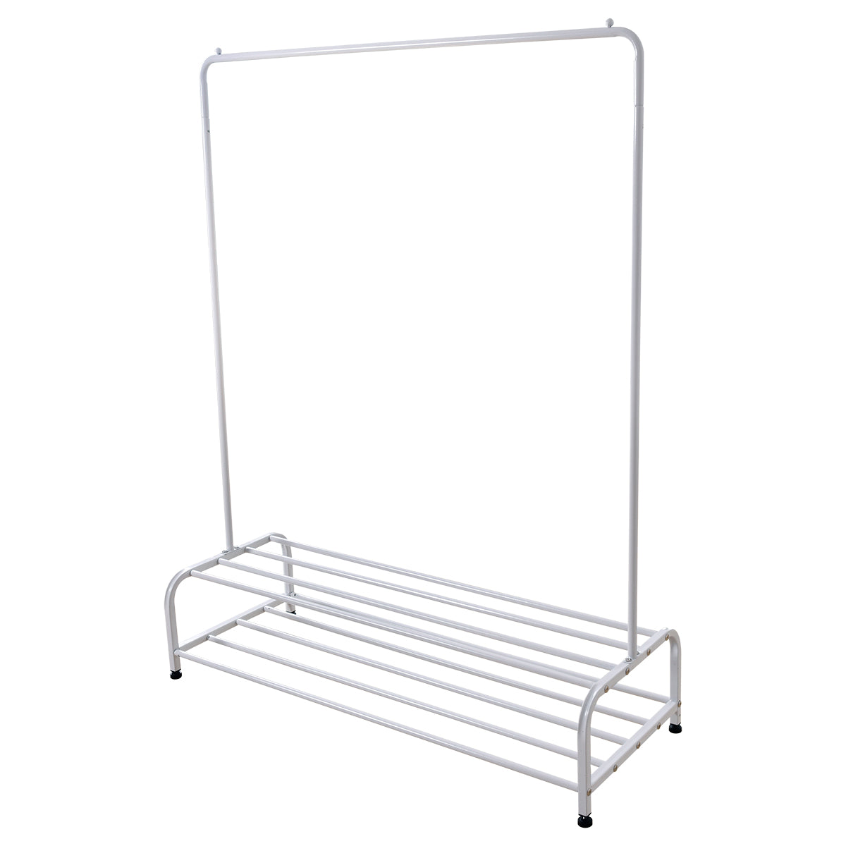 Heavy Duty Metal Garment Rack with Bottom Shelf - White