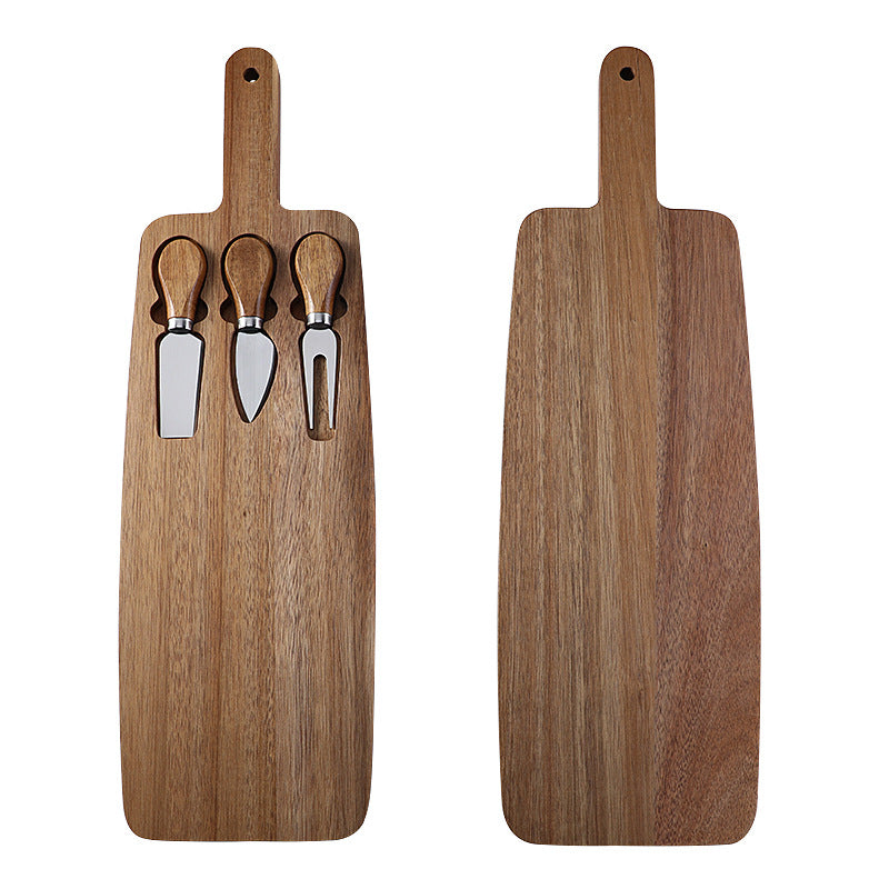 Cheese Plate with Knife Set - Modern Wooden Serving Board & 3 Utensils