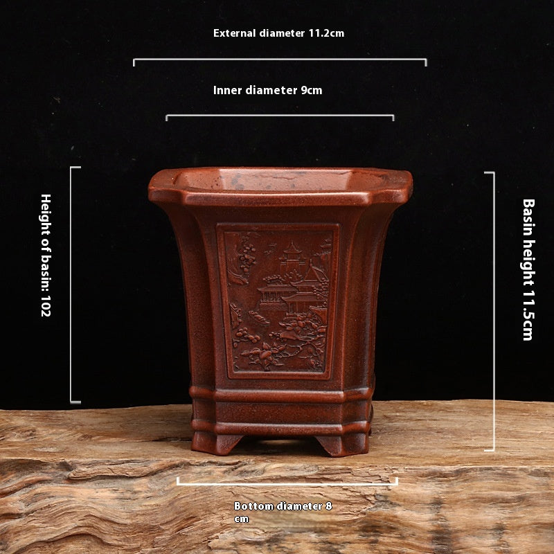 Purple Sand Flowerpot with Square Stick Design for Desktop Garden Home Decor