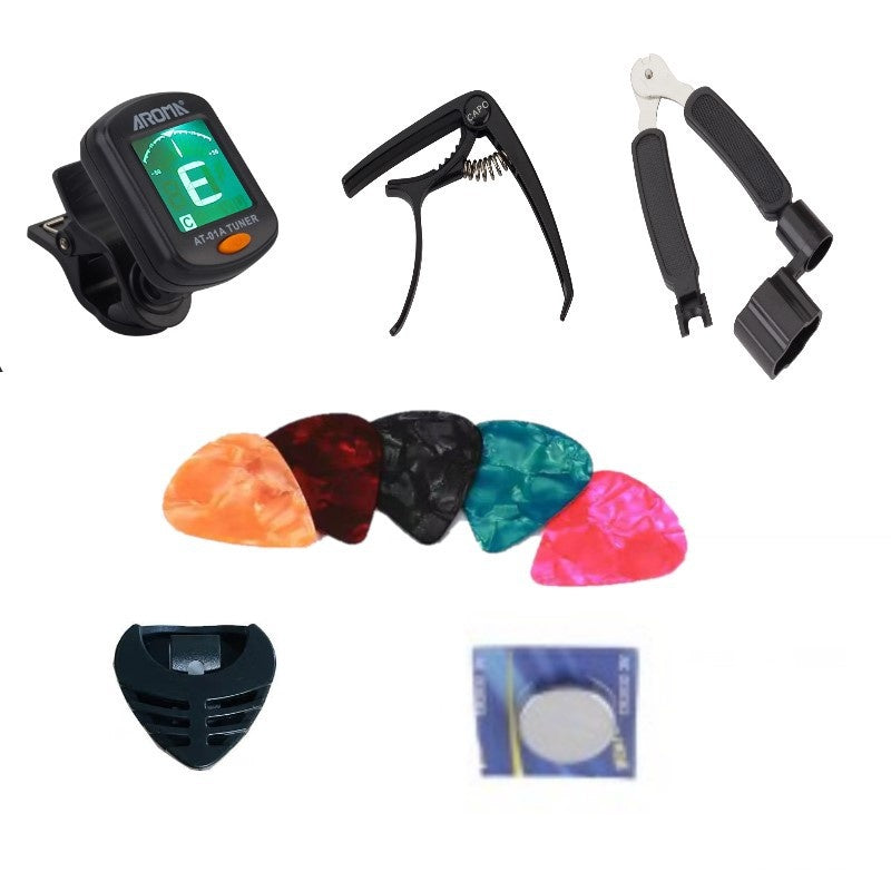 Guitar Accessory Set with Picks, String Nails & Pillow - Multiple Colors